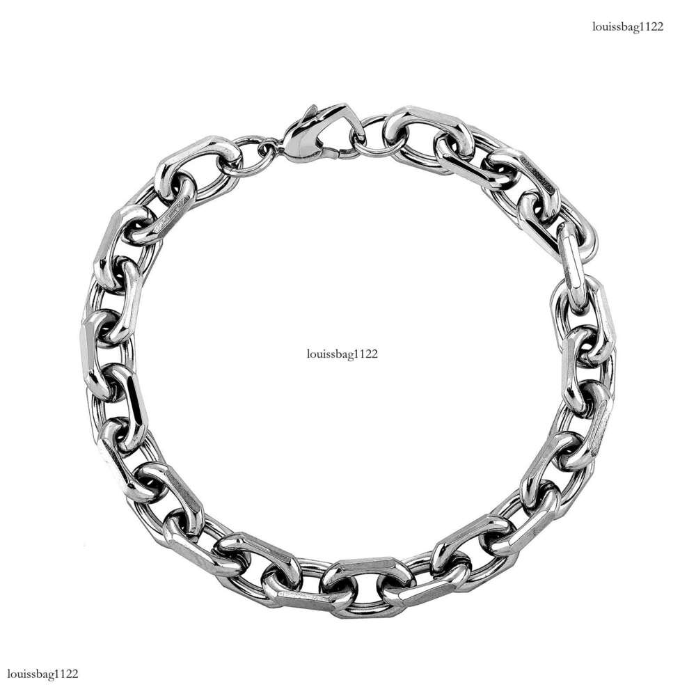 Hip-Hop Titanium Bracelet Dia-Shaped Six-Sided Polished Heart-Shaped Sterling Silver Clasp Simple Personality Necklace