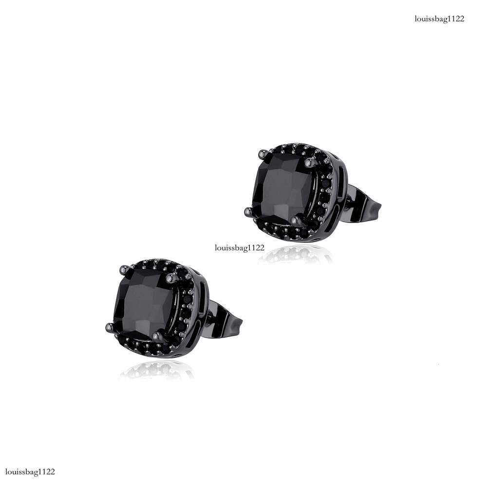 INS Style New Black Series Full Dia Elegant for Men and Women Niche High-end Fashion Versatile Earrings