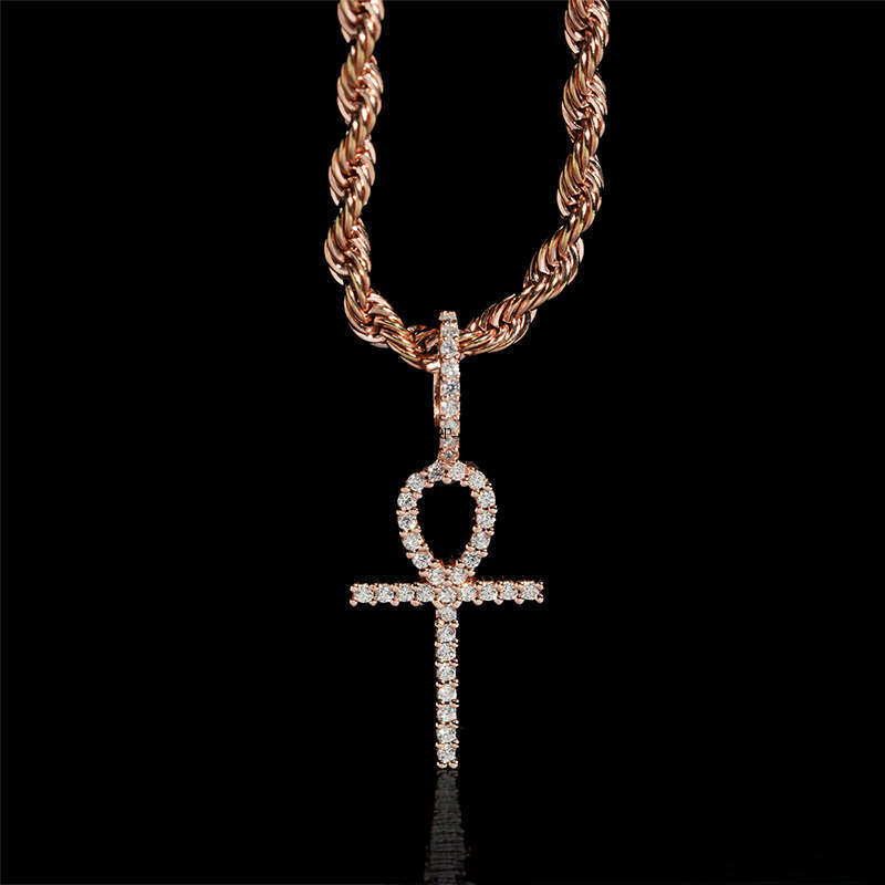 INS Hip-Hop Personality Iced Out VVS Cross Full Inlaid D Color Moissanite Necklace Pendant