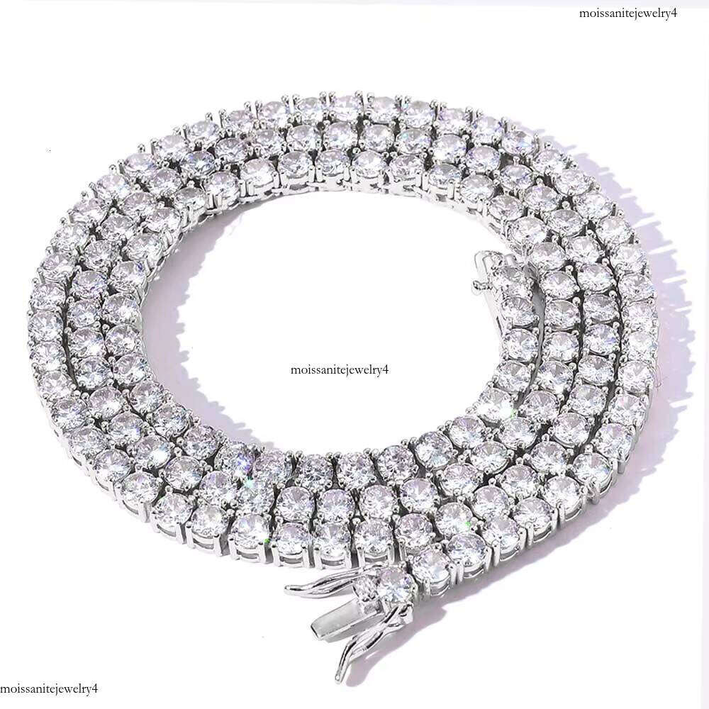 NUOYA Fine Jewelry VVS Moissanite Women's 6mm Sterling Sier Iced Out Dia Tennis Chain Necklace for Gift