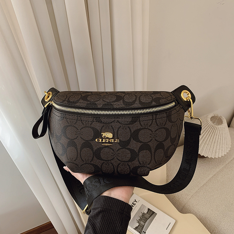 2025 Sophisticated Retro Print Sling Bag for Women, Luxury Wide Strap Convertible Shoulder & Crossbody Purse - Trendy Chest Bag