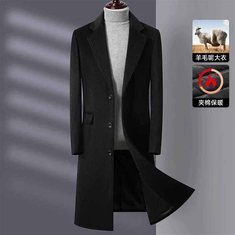 New Outdoor Slim-Fit Trend Warm British Style Long Trench Coat Business Mens Woolen Coat Fashion Casual Thick Woolen CoatXJ250809