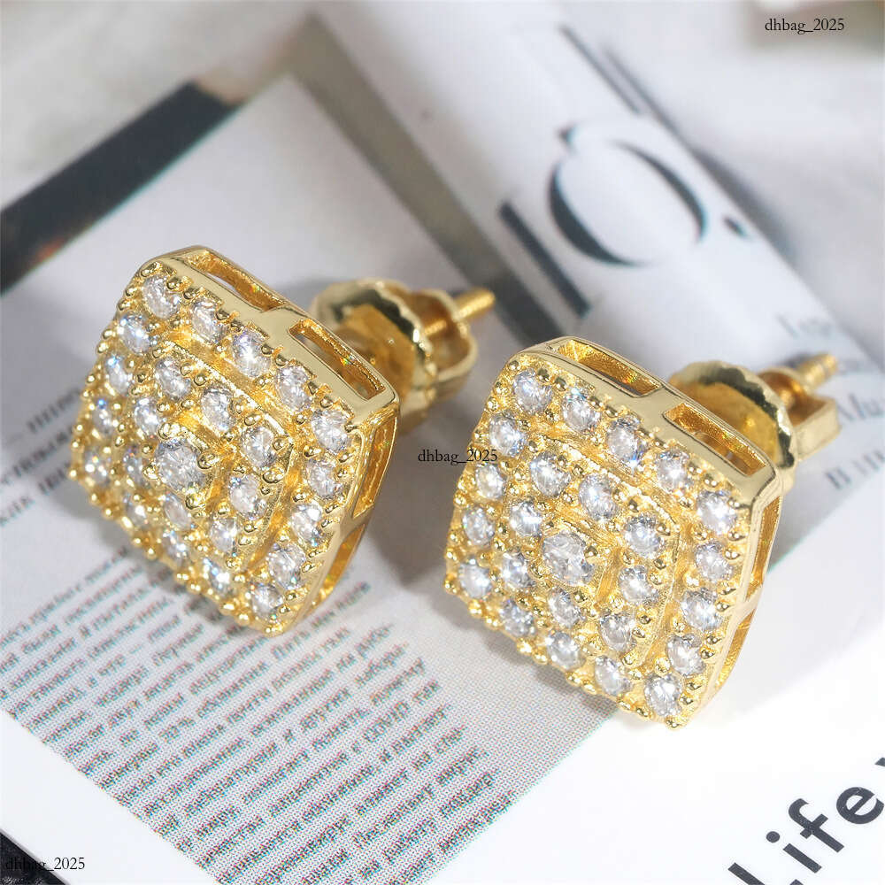 ICED OUT2024 New Moissanite Sier Plated Real Gold Hip Hop Trendy Brand Earrings