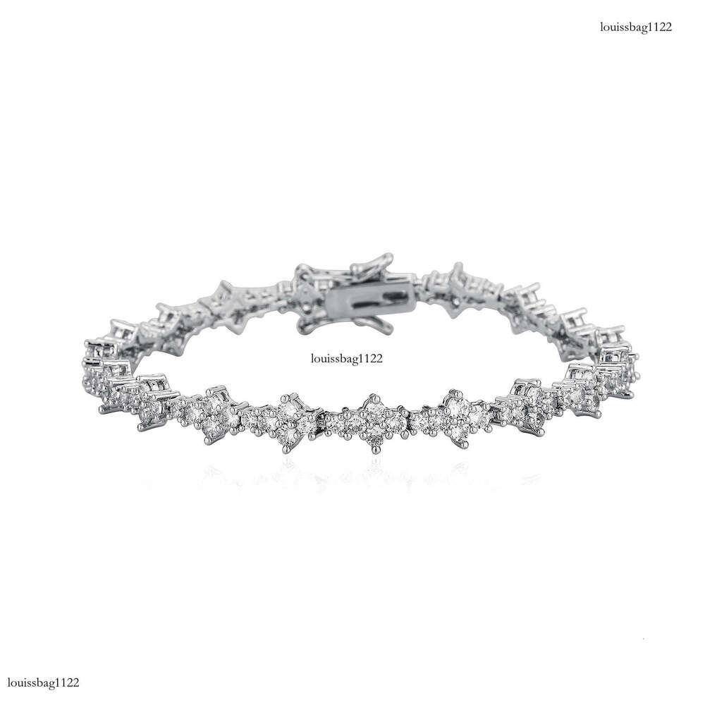 Full Zirconium Plum Blossom Bracelet Necklace Hip Hop Rap Polished Non-Prickly Airplane Tennis Chain