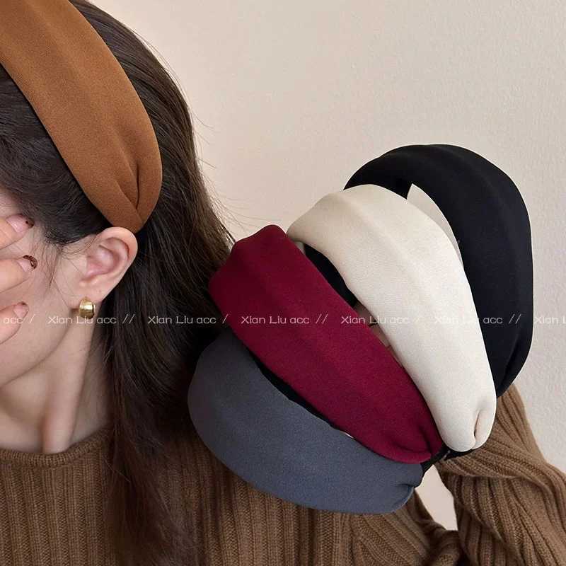 Vintage Solid Soft Cotton Hairband for Girls Sweet Hair Ornament Band Hair Hoop Hair Band Fashion Hair Accessories Y250809