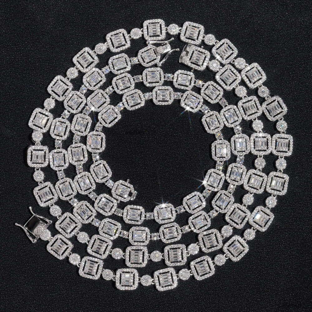 Sier Moissanite Cubic Moissanite chain 8mm and 9.5mm Men's Hip Hop Cuban Necklace Jewelry
