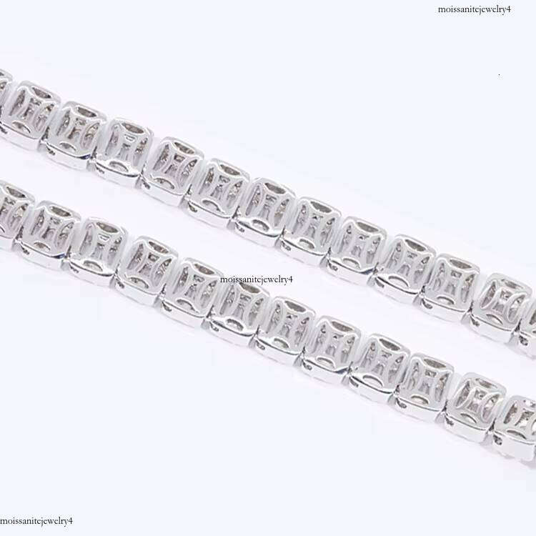 New Design 9mm Fashion Jewelry Sterling Sier GRA Baguette Moissanite Cuban Tenins Chain Necklace for Hiphop Men