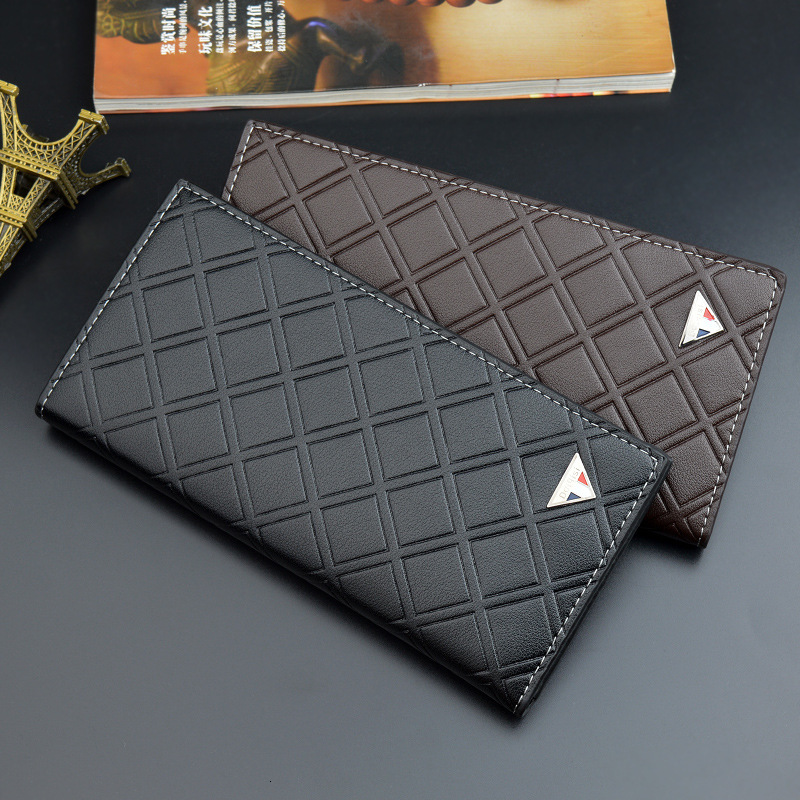 New Men's Luxury Bag Wallet Long Wallet For Men Youth Diamond Pattern Multi-card Slots Designer Bag Thin Business Soft Leather Wallet Suit Bag