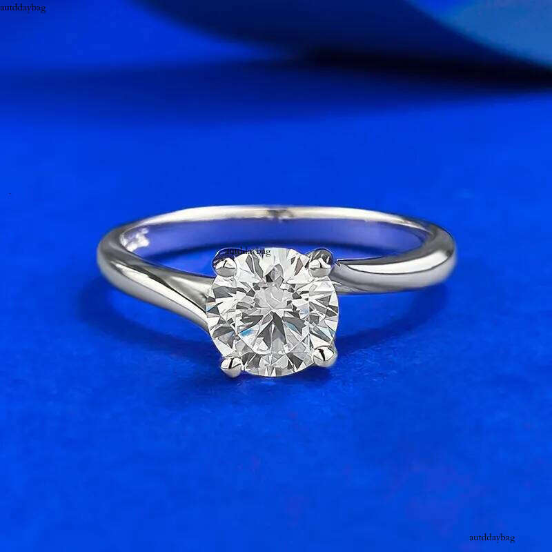 1CT Soilitaire Lab White Moissanite Dia Wedding Rings Simple Fine Jewelry Genuine 100% S Sterling Sier Eternity Women Engagement Crown Band Ring