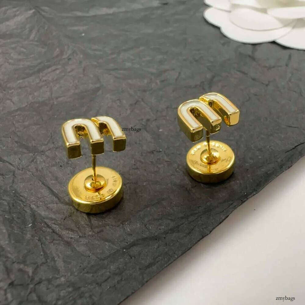 DHCollections Stainless Steel Letter M Enamel Stud Earrings for Women 8a