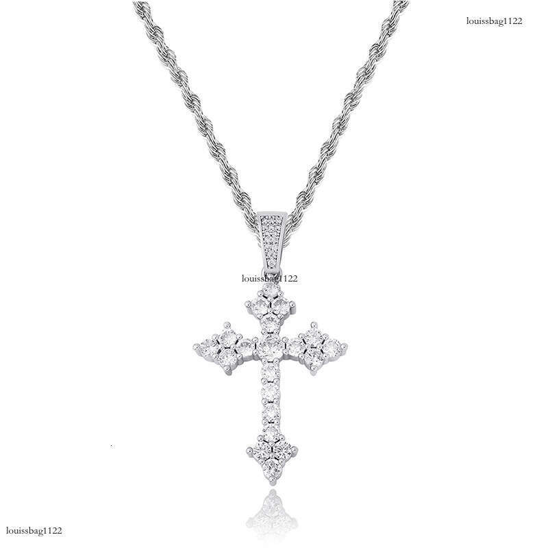 Cross Pendant Full Moissanite chain Simple Religious Necklace Accessory Versatile Inlaid with Dias