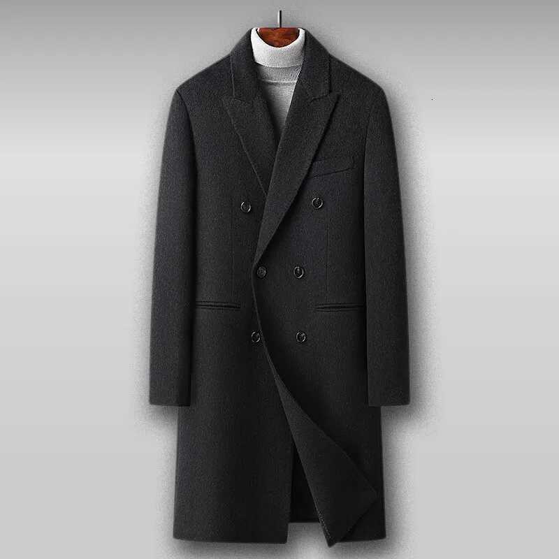 Sheep Wool Autumn Winter Outdoor Season Fashion Casual Mens Slim Gentleman Double-breasted Down Strip Wool Coat XJ250809