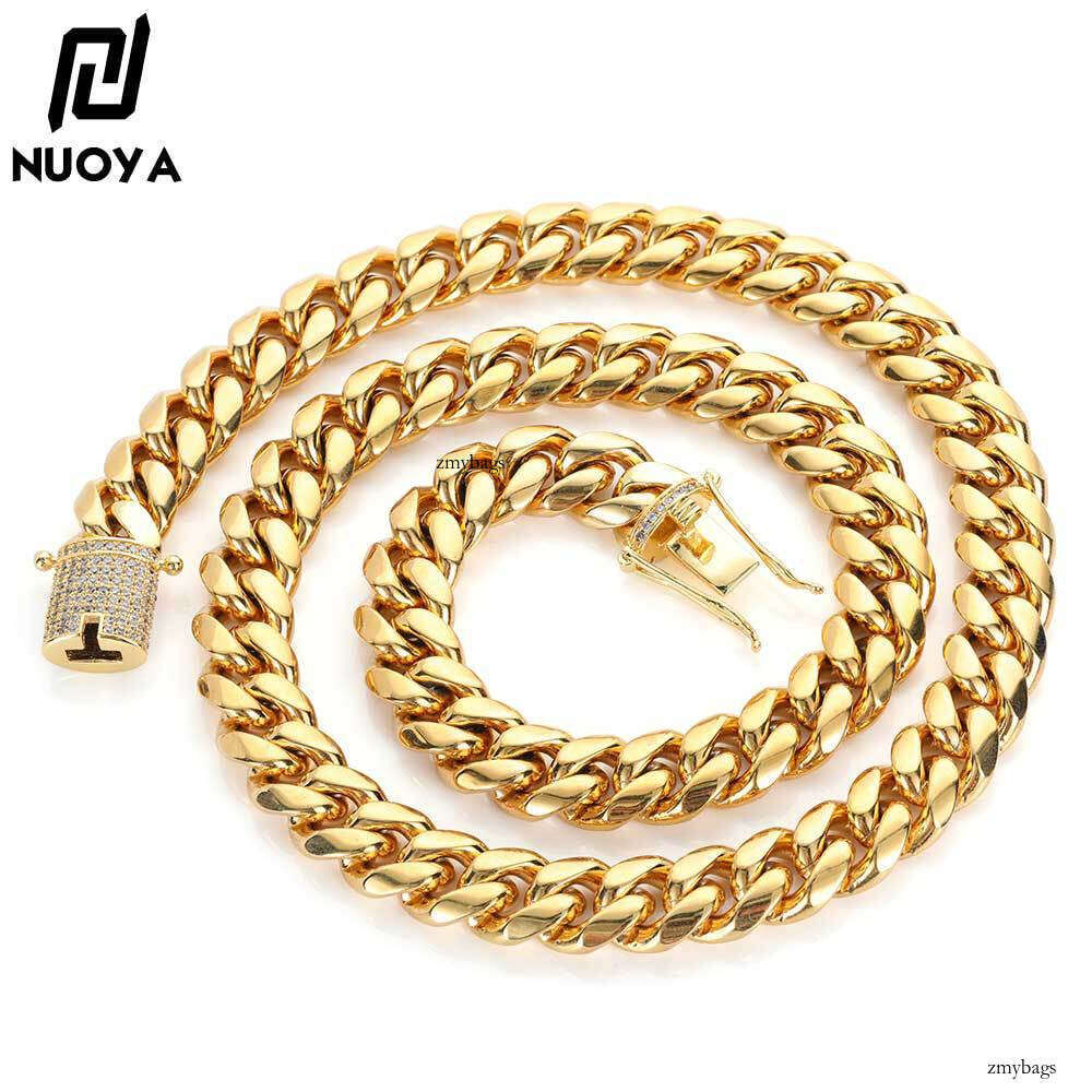 Titanium Jewelry Hip Hop Moissanite chain Double-Sided Buckle Round Polished Encrypted Sterling Silver Cuban Chain Men's Necklace
