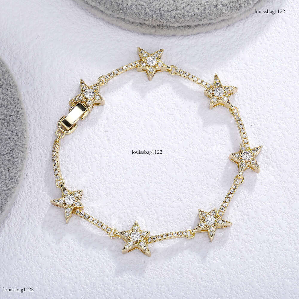 Five-Pointed Star Sterling Silver Zircon Fashionable Personality Versatile Bracelet