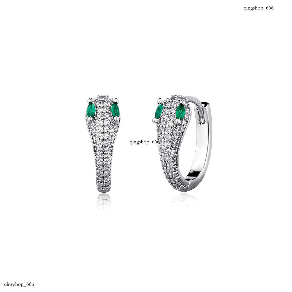 Green Dia Earrings Personality Trendy Men's Hip-Hop Street Style Snake Studs