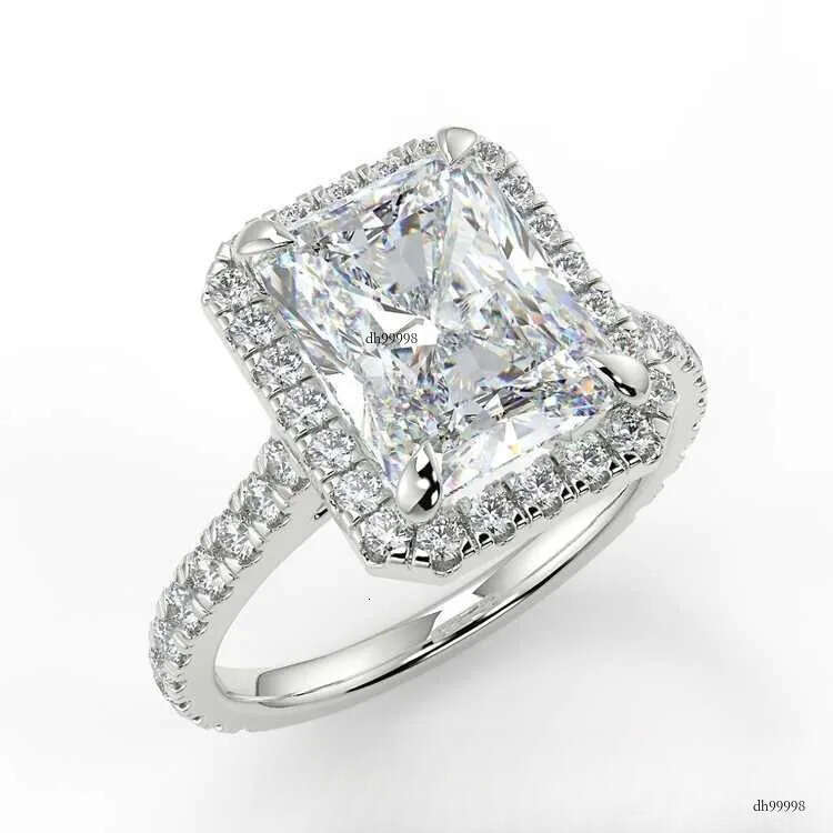 14K Moissanite Radiant Cut Big Dia Ring Gold Wedding Rings for Women