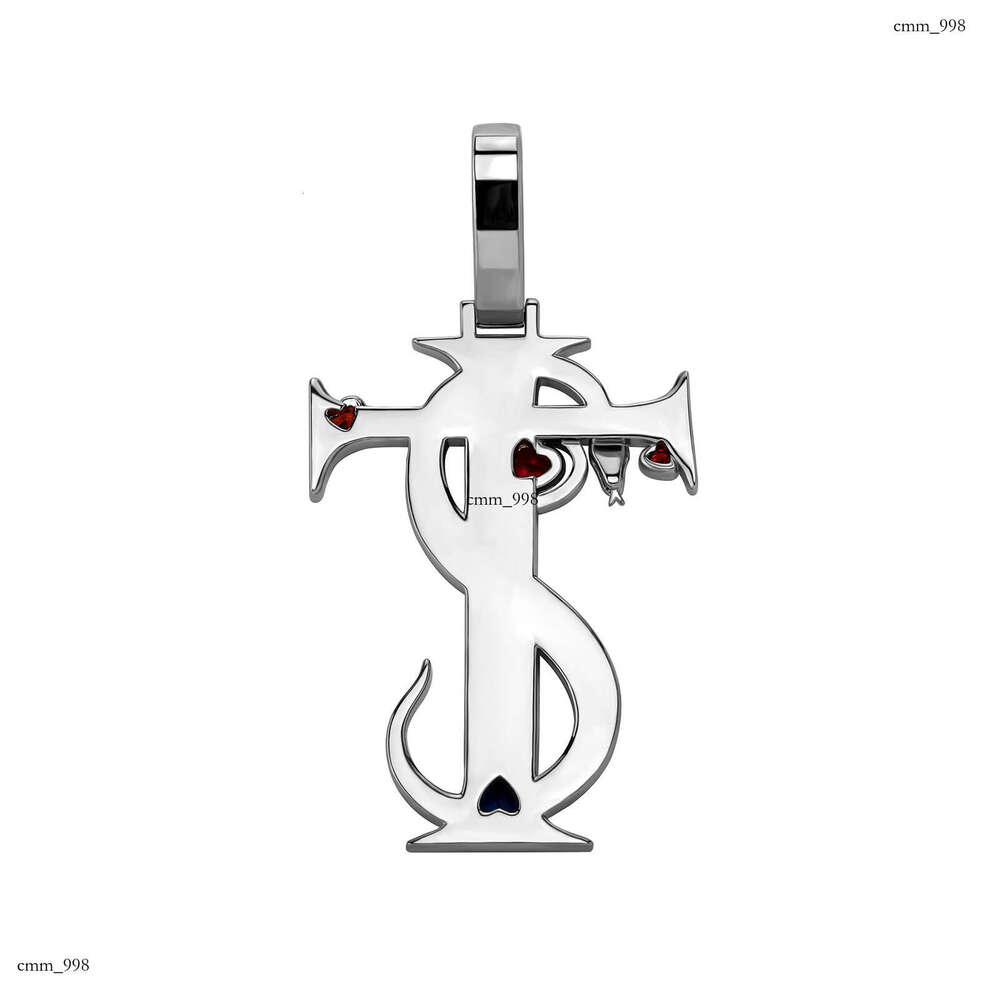 Hot Selling New Snake Cross Men's Necklace Heart Color Moissanite chain Pendant Hip Hop Jewelry