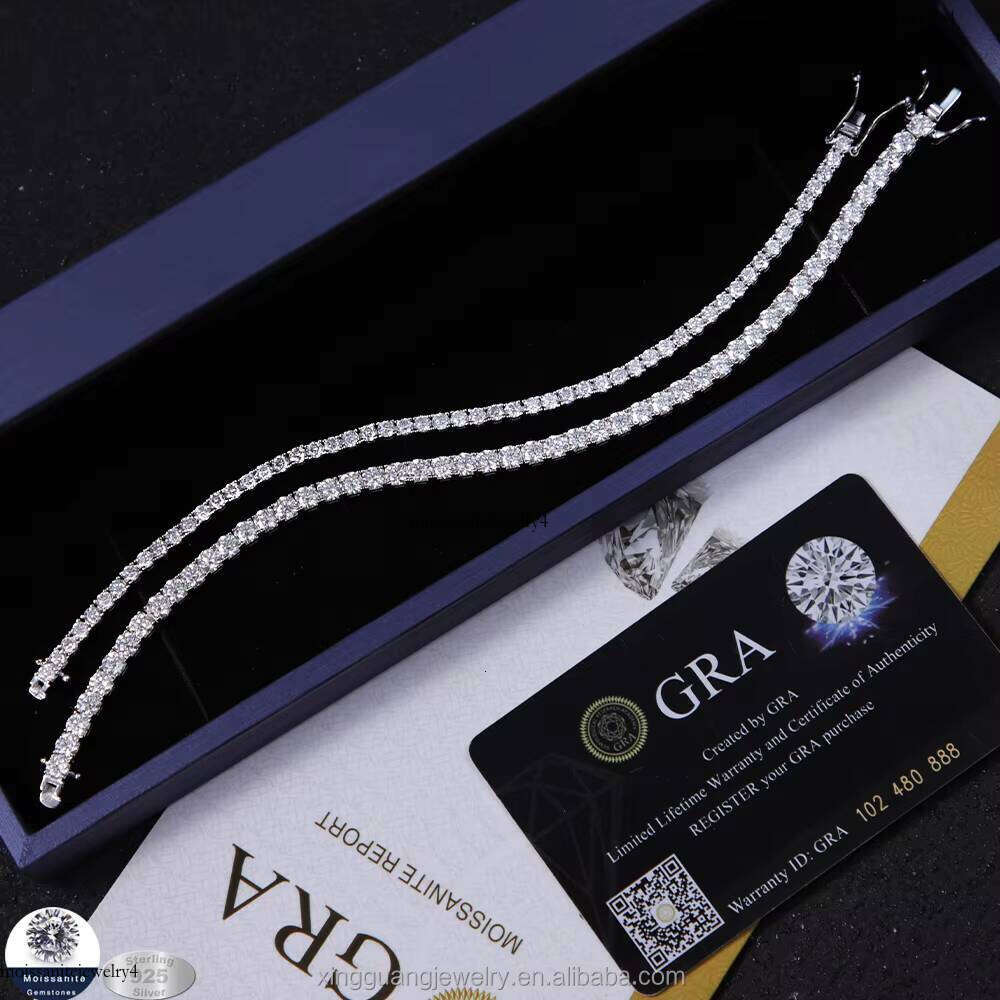 Dia 3mm 4mm Sier Gold Plated Fine Jewelry Bracelet VVS Moissanite Tennis Chain for Men Women