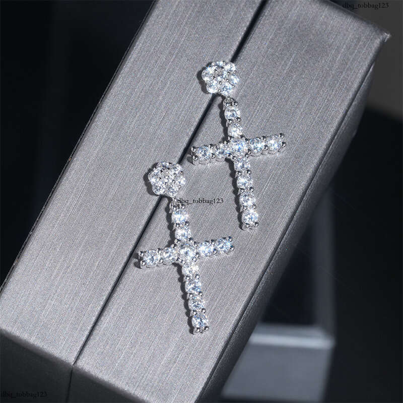ICED OUT New Full Dia Sier Cross Fashion Micro Pave Zircon Earrings Hip Hop Ear Jewelry