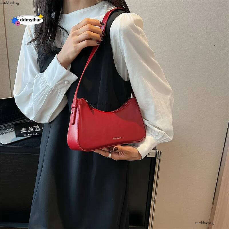 French Red Underarm Bag for Women 2024 New Popular Versatile Single Shoulder Bags Designer Simple Handbags Trend H6.28#31 ddmythur