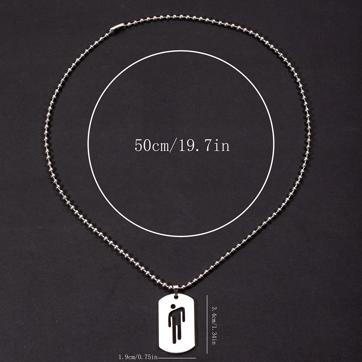 Billie Skew Head Tag Stainless Steel Pendant Necklaces Fashion Hip Hop for Men Women Hang Tag Metal Crafts Jewelry Gift 250805