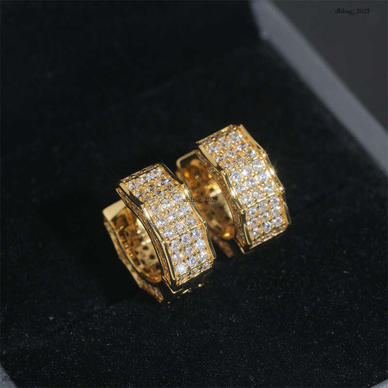 ICED OUT Hip Hop Sterling Sier Stud 5A Zircon Inlaid Men and Women Earrings