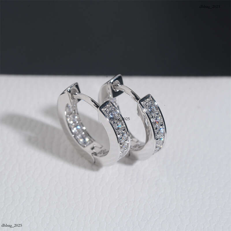ICED OUT Trendy Hoop Unisex Hip-Hop Sier Stud with Zirconia Simple Earrings
