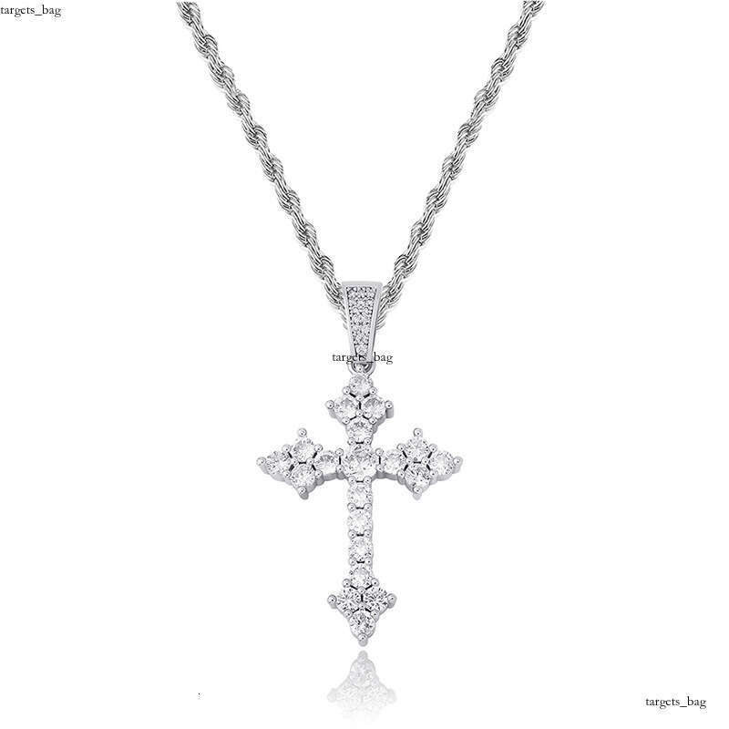 Cross Pendant Full Moissanite chain Simple Religious Necklace Accessory Versatile Inlaid with Dias