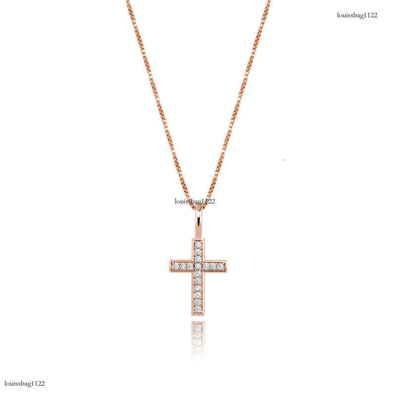 New Sier Full Moissanite chain Cross Hip-Hop Pendant Personality Versatile Necklace Jewelry