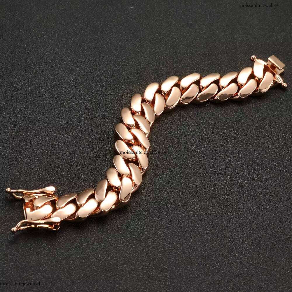 NUOYA 22mm Cuban Link Men Women Hip Hop Jewelry Rose Gold Plated Brass Bracelet Fine Chain Gift