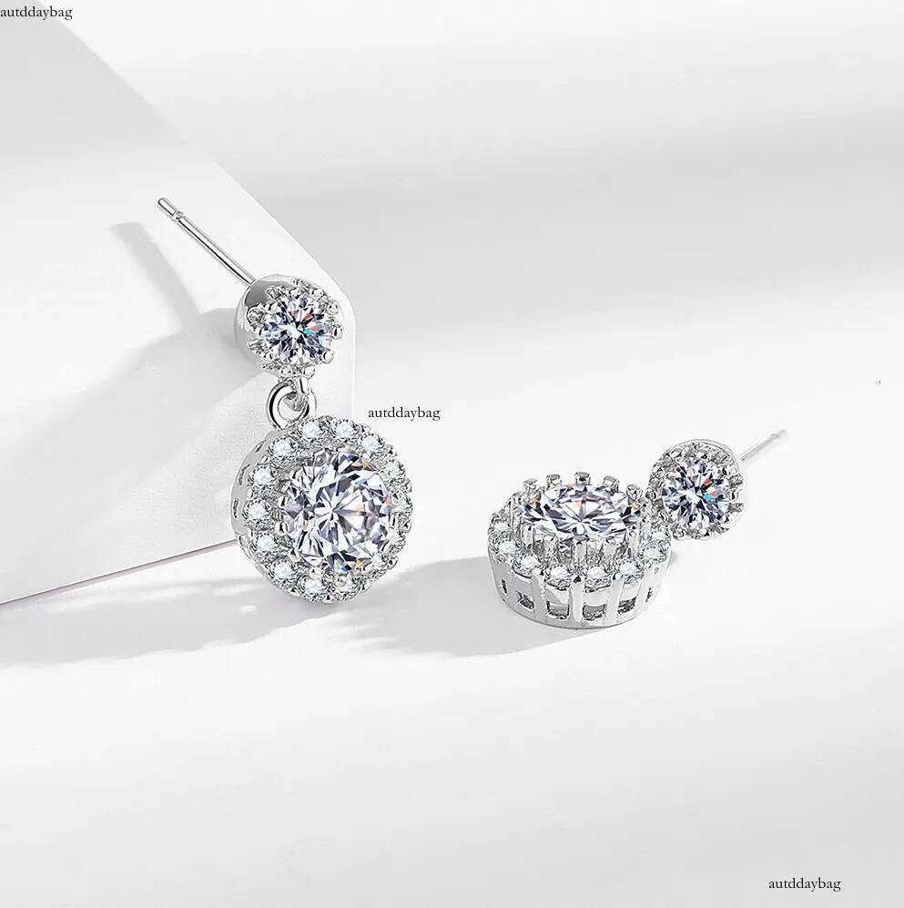 Choucong Ins Top Sell Dangle Earrings Jewelry Sterling Sier Round Cut Lab Moissanite Dia Gemstones Party Elegant Simple Women Stud Earring Gift