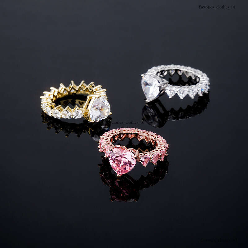 Light Luxury Heart Sterling Silver Zirconia Row Diamond Elegant Women's High-end Niche Versatile Ring