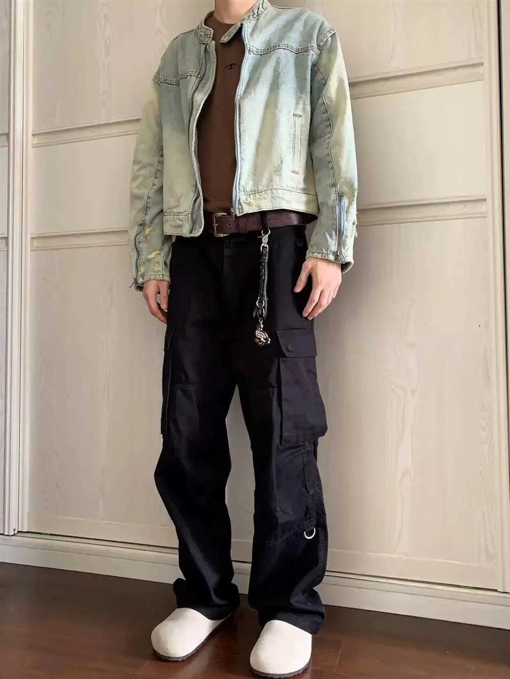 Retro Heavyweight Jackets with Stand Up Collar Design Mens Japanese Washed Denim Jacket Men Harajuku Gothic Fashion Mens Jackets W250809