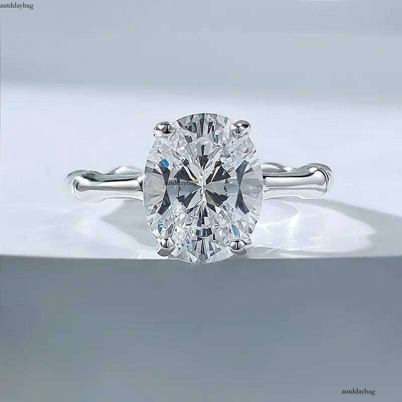2024 Choucong Wedding Rings Ladies Jewelry Real 100% Sterling Sier Oval Cut White Moissanite Dia Gemstones Party Bamboo Knot Women Ring Gift