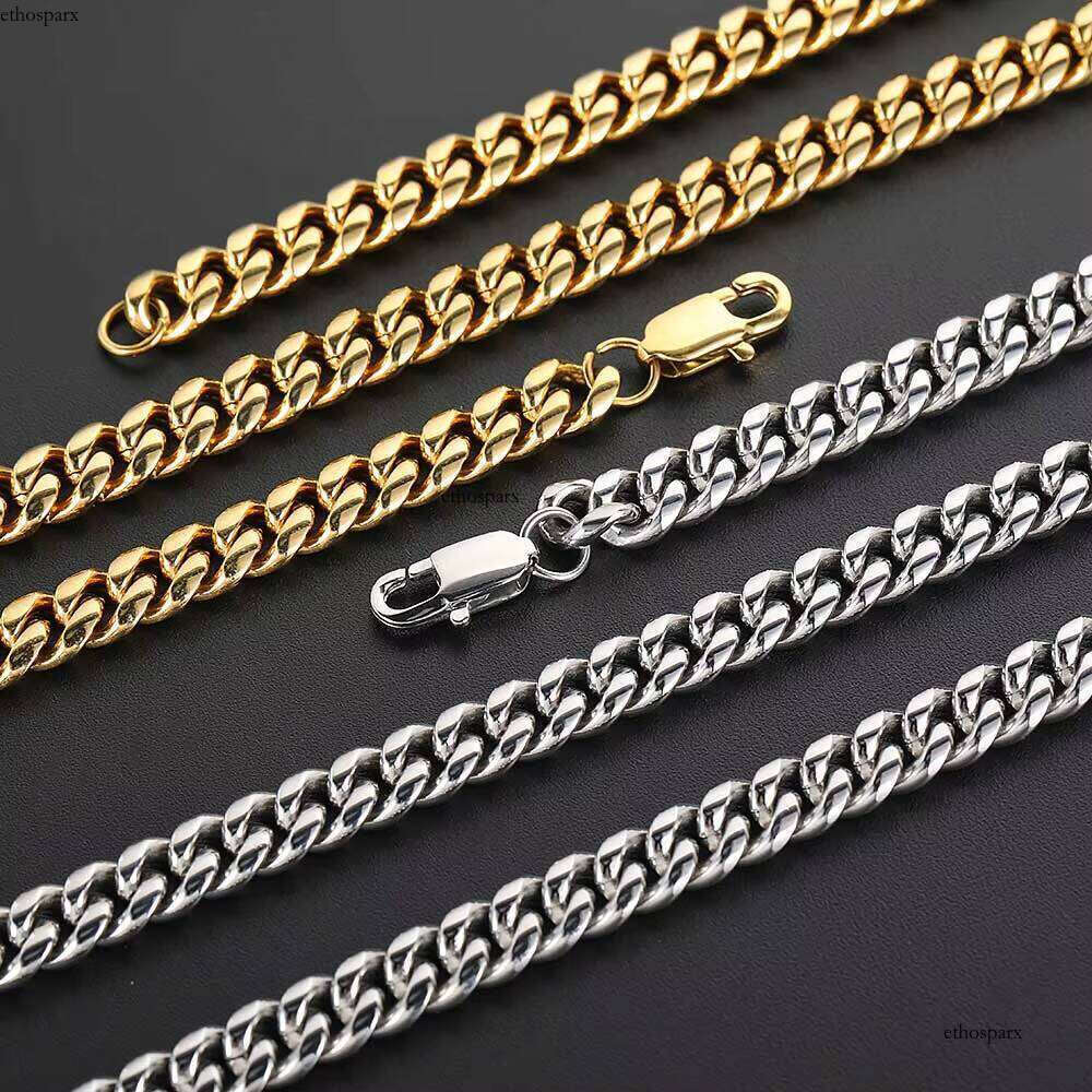NUOYA Trendy Hip Hop Men's Golden Jewelry 8mm Gold Plated Stainless Steel Cuban Link Chain Necklace