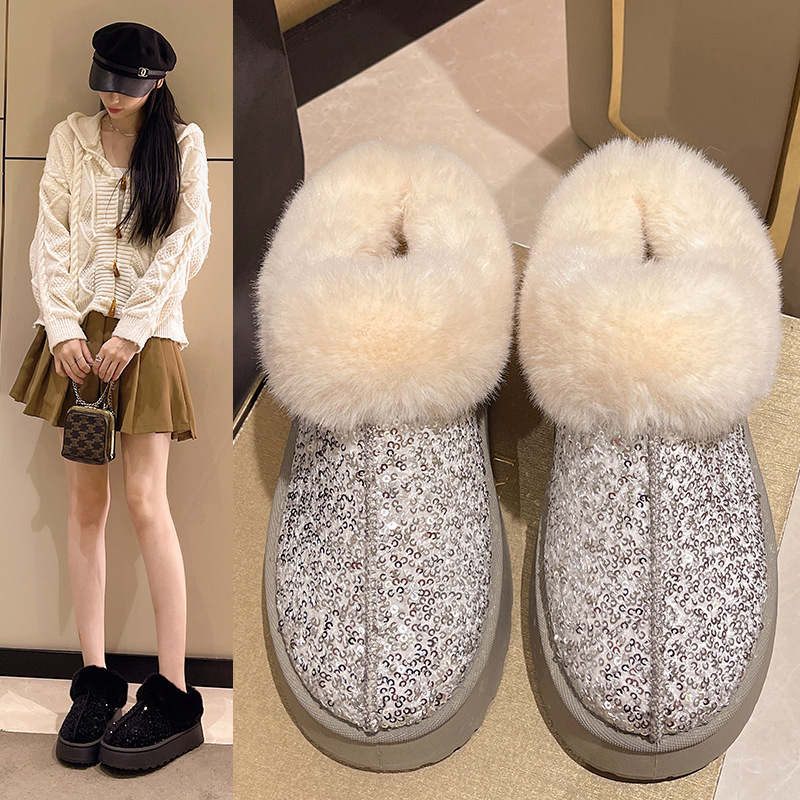 Free Shiping For Womens Designer boots pink black yellow New winter versatile and fashionable low top snow boots large size 36-43