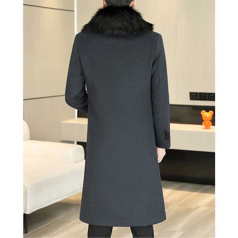 igh Quality 2025 Winter Mens Woolen Coat Outwear Casual Fur Collar Detachable Wool Windbreaker Jackets Thicken Trench Clothing XJ250809