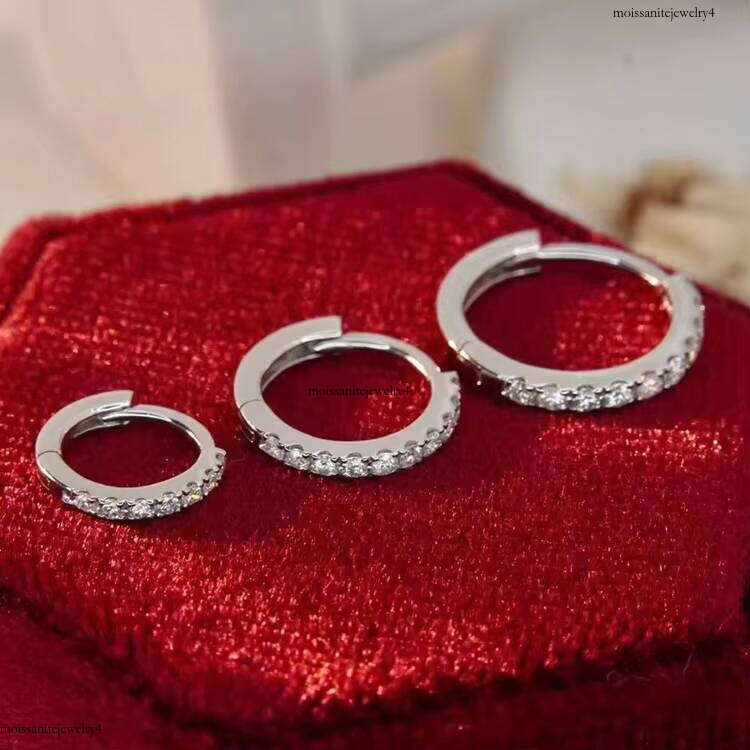 Fashion Jewelry Moissanite Dia Hoop Earring Cuff White Gold Plated Sterling Sier Earrings