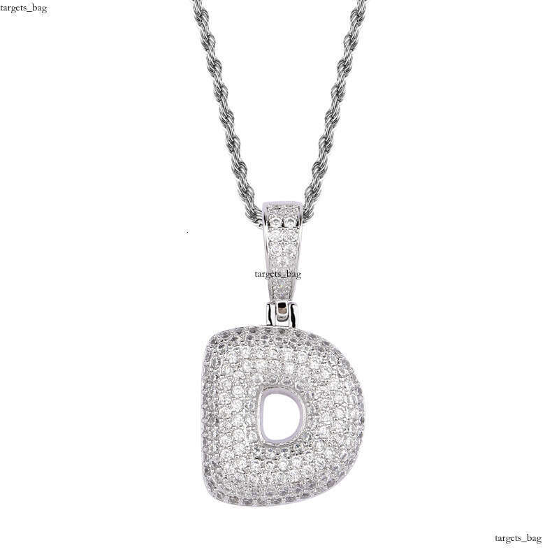 Sterling Silver Micro Inlaid Pendant DIY 26 English Alphabet Bubble Personality Hip Hop Splicing Letter Necklace