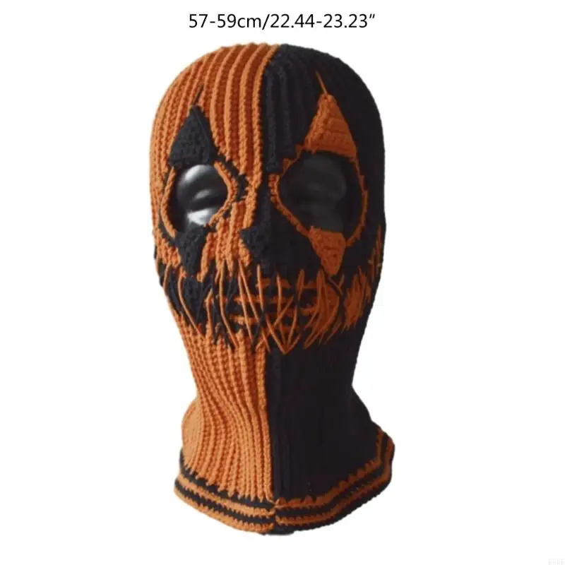 Halloween Balaclava for Women Men Adult Devil Clown Beanie Hat Handmade Face Cover Hat Crochet Hooded Hat for Party E56F 250807