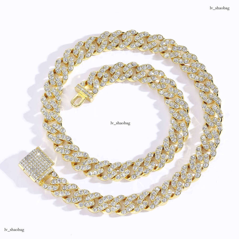Alloy Necklace 12mm Single Row Full Dia Men's Personality Hip Hop Cuban Chain Accessory