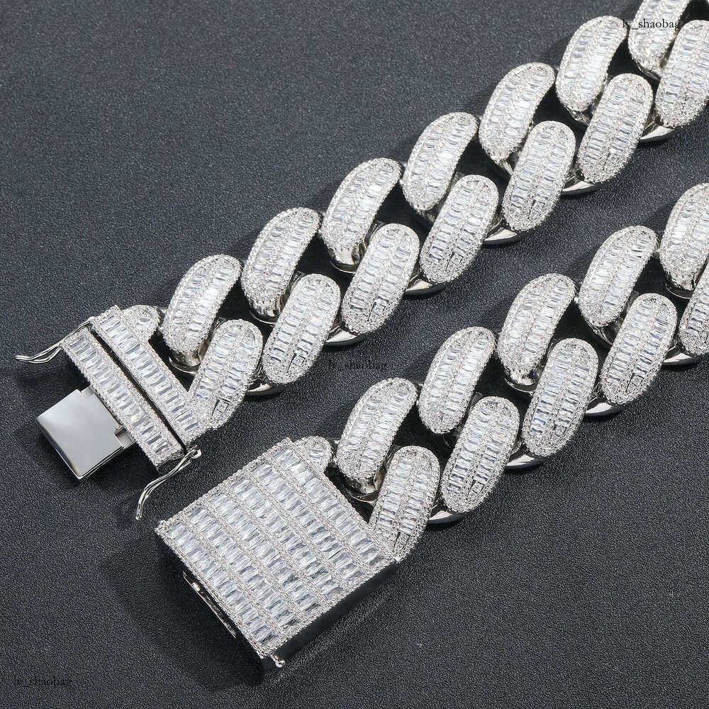 40mm Large Cuban Chain Full T Square Moissanite chain Real Gold Plated Hip Hop Punk Men's Personality Necklace