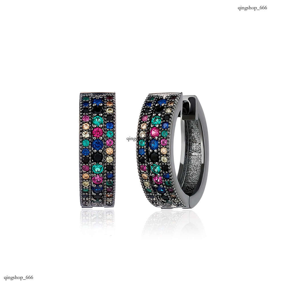 Hoop Micro Paved Colorful Zircon Individually Packaged Exquisite Hip-Hop Unisex Earrings Gold Australia