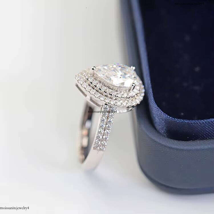 Yu Ying Custom 14K White Gold Engagement With 1.0ct Pear Moissanite Dia Wedding Ring Jewelry for Women