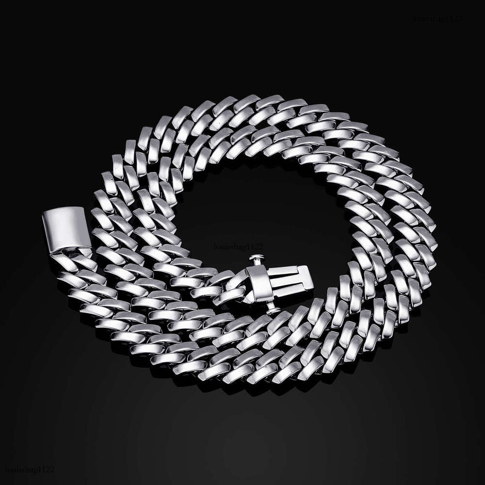 10/12/18mm Dia Chain Smooth Surface Unisex Cuban Necklace Hip Hop Personality Trendy Bracelet