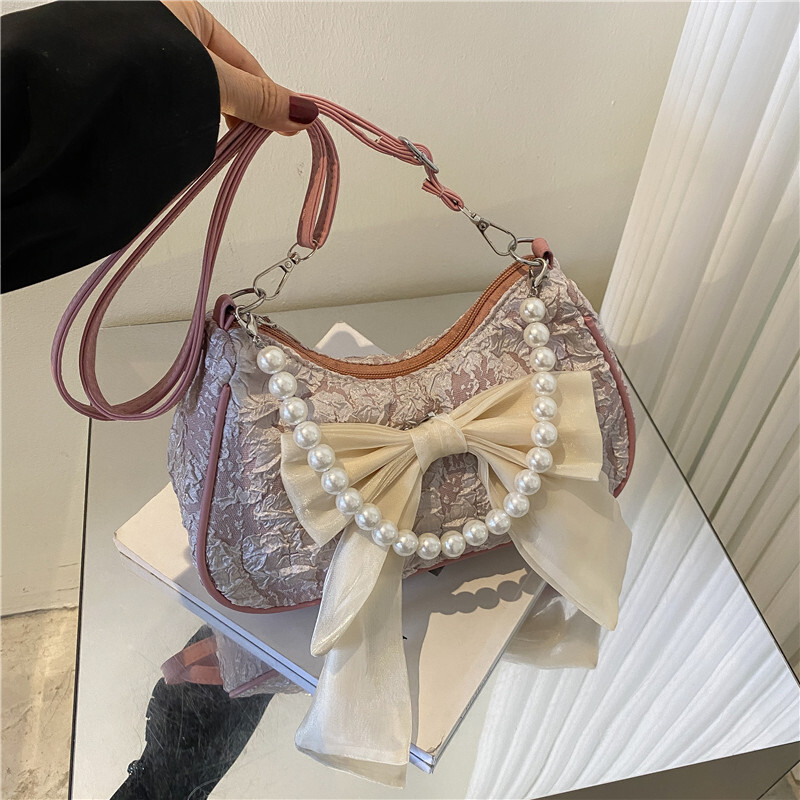 2025 Autumn New Fashion Bow Handbag New Fashion Pearl Armpit Bag Women s Shoulder Bag New Women s Crossbody fashion Bag Autumn New Pleated Designer Ba