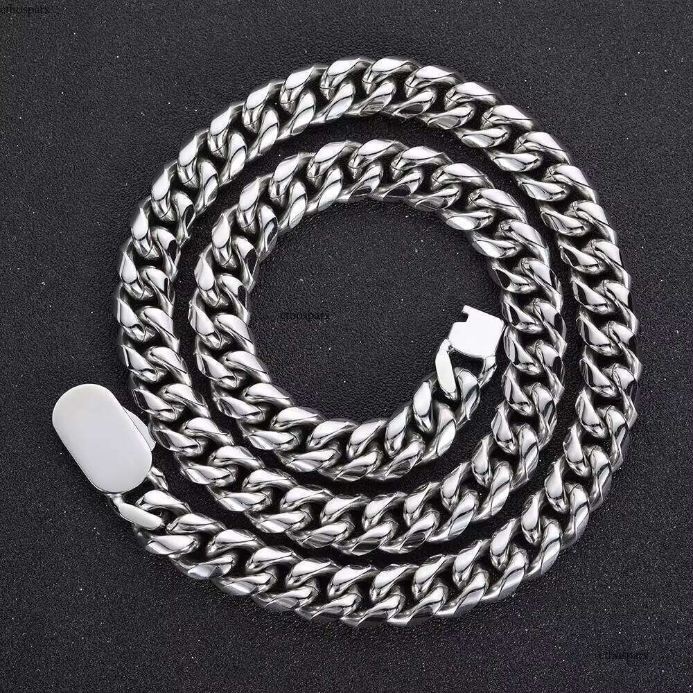 NUOYA High Quality 10mm Hip Hop Jewelry for Men Gold Plated Stainless Steel Cuban Link Chain Necklace