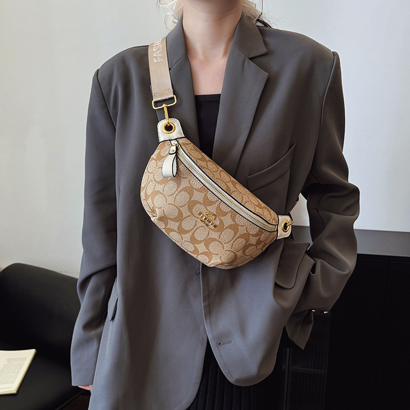 2025 Sophisticated Retro Print Sling Bag for Women, Luxury Wide Strap Convertible Shoulder & Crossbody Purse - Trendy Chest Bag