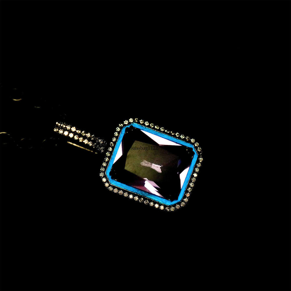 Rainbow Color Luminous Oil Drop Pendant Fashion Personality Moissanite chain Inlaid Necklace