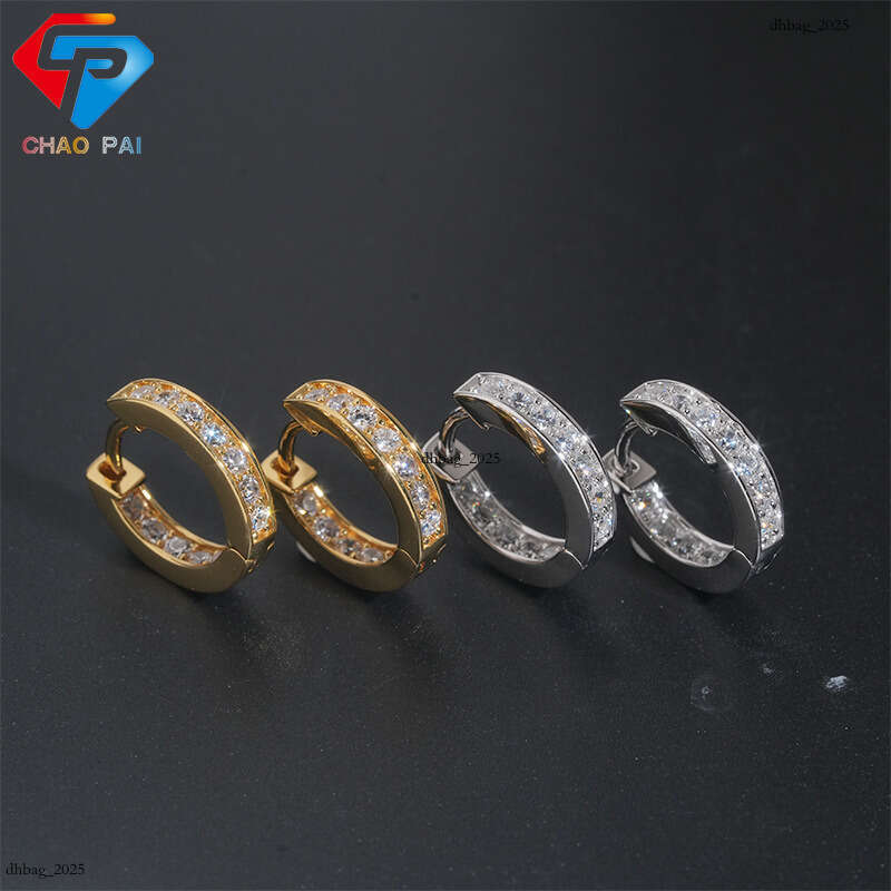 ICED OUT Trendy Hoop Unisex Hip-Hop Sier Stud with Zirconia Simple Earrings